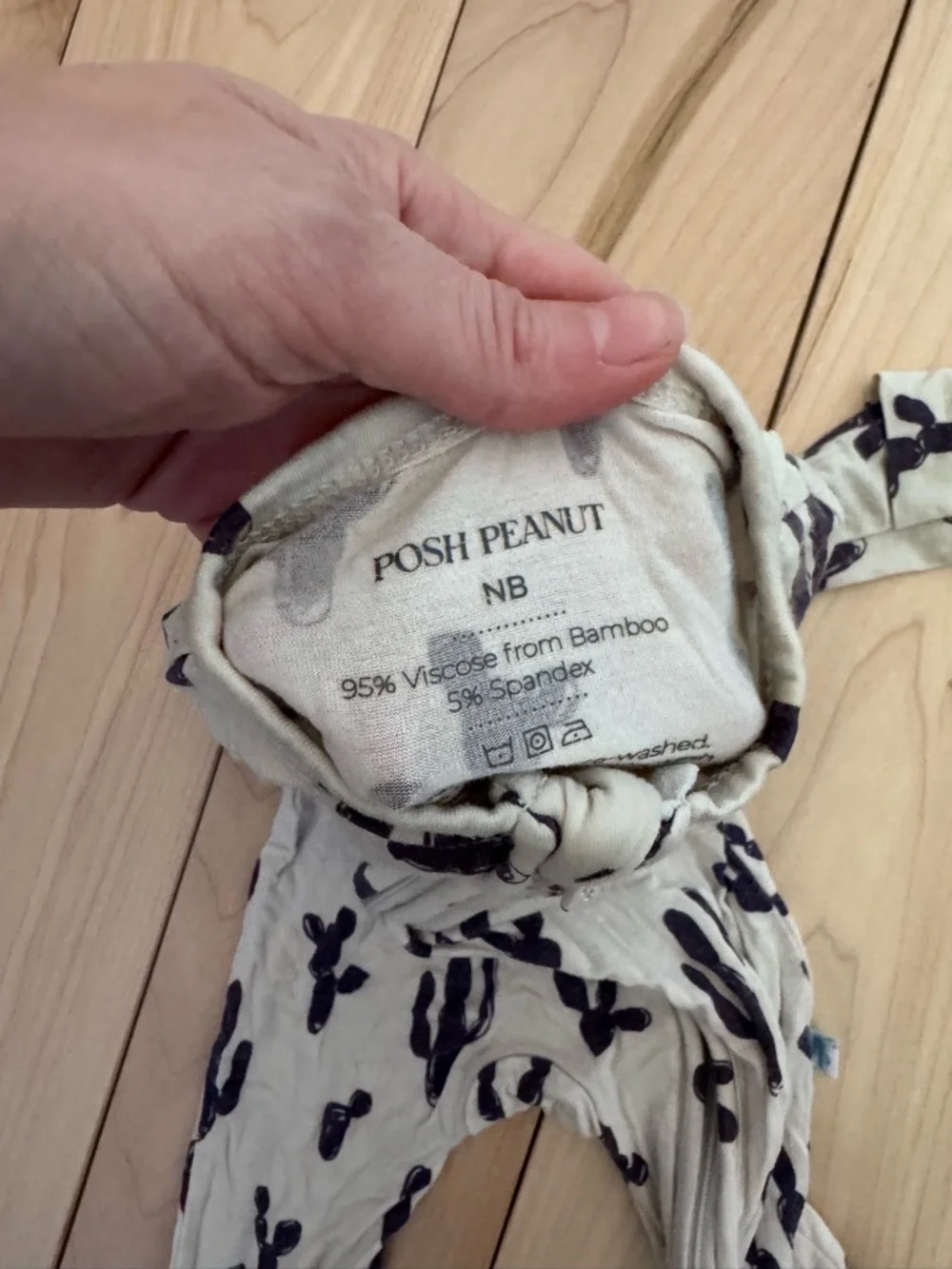 Posh Peanut Cream‎ Footed One-Piece with Navy Cactus Print